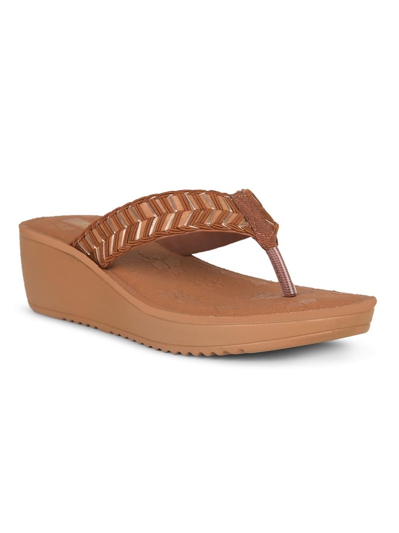 Bata Women's Wedge Heel Sandal - TAN (8 UK) (6713789) - Image 1