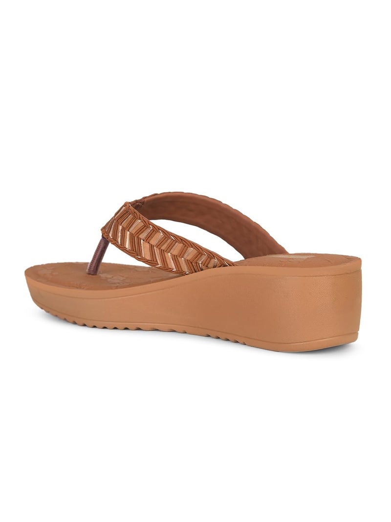 Bata Women's Wedge Heel Sandal - TAN (8 UK) (6713789) - Image 3