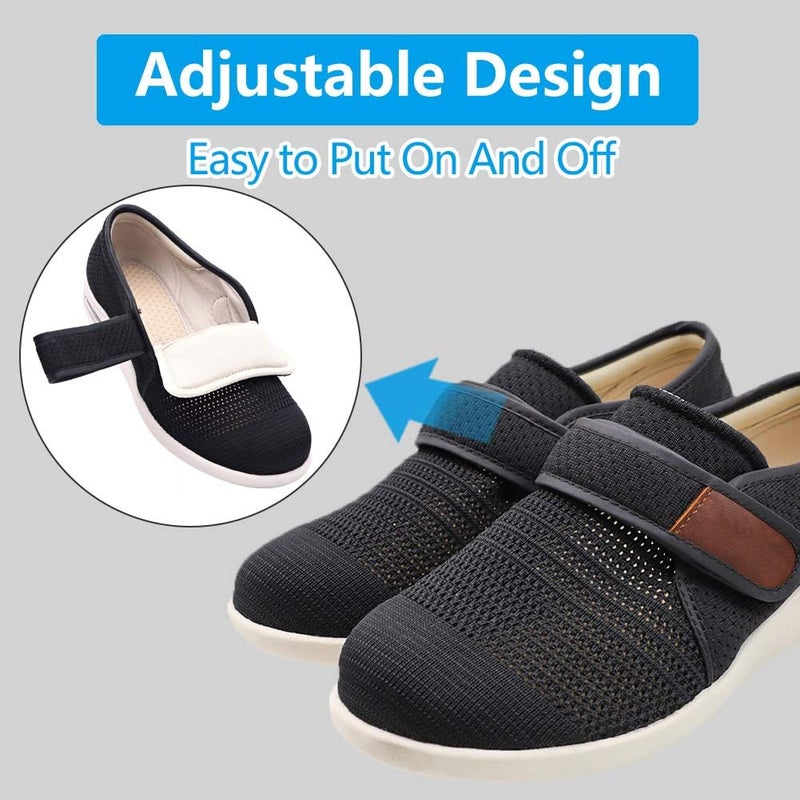 MEJORMEN أحذية رجالية من MEJORMEN لعلاج الوذمة الناتجة عن مرض السكري، قابلة للتعديل، عريضة النطاق، مناسبة للمشي في الهواء الطلق، خفيفة الوزن، مريحة وعملية، مناسبة لكبار السن الذين يعانون من تورم القدمين أو التهاب المفاصل. - Image 2