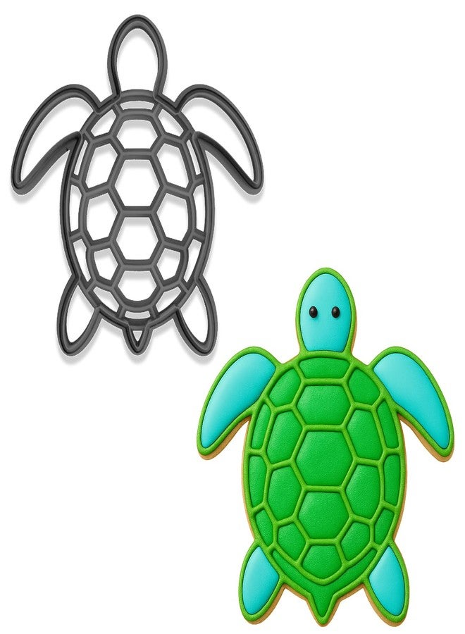 Mighty Gadget Sea Turtle Cookie Cutter & Stamp - 4x3.96", Ocean Animal Baking Tool (Random Color) - Image 1