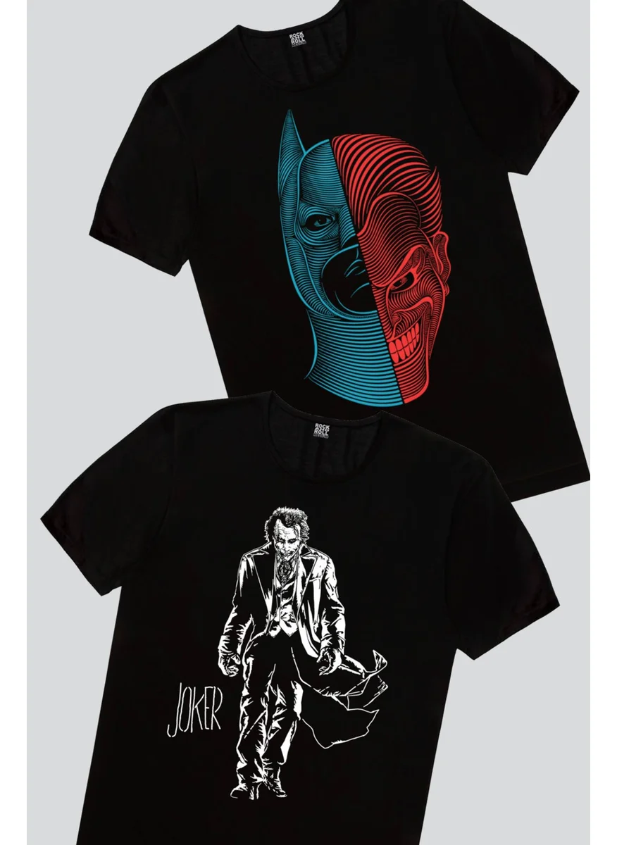 Rock&Roll Joker with Coat, Half Hero Men's T-Shirt Eco Pack of 2