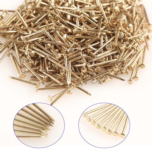 newlng 500PCS Small Nail Round Head Tiny Nails String Art Nails Hand-Made Hardware Accessories Fasteners Mini Nail 1.5mm X 25mm/0.06"X1"(DXL) Golden - Image 4