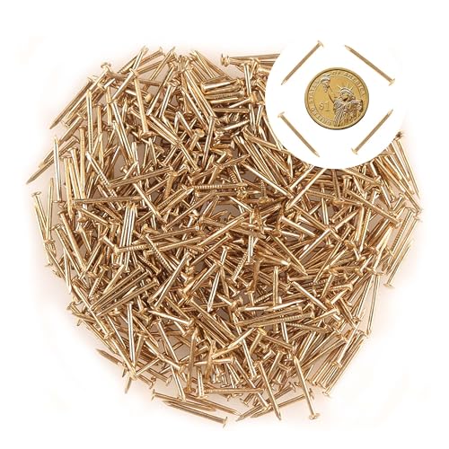 newlng 500PCS Small Nail Round Head Tiny Nails String Art Nails Hand-Made Hardware Accessories Fasteners Mini Nail 1.5mm X 25mm/0.06"X1"(DXL) Golden - Image 1