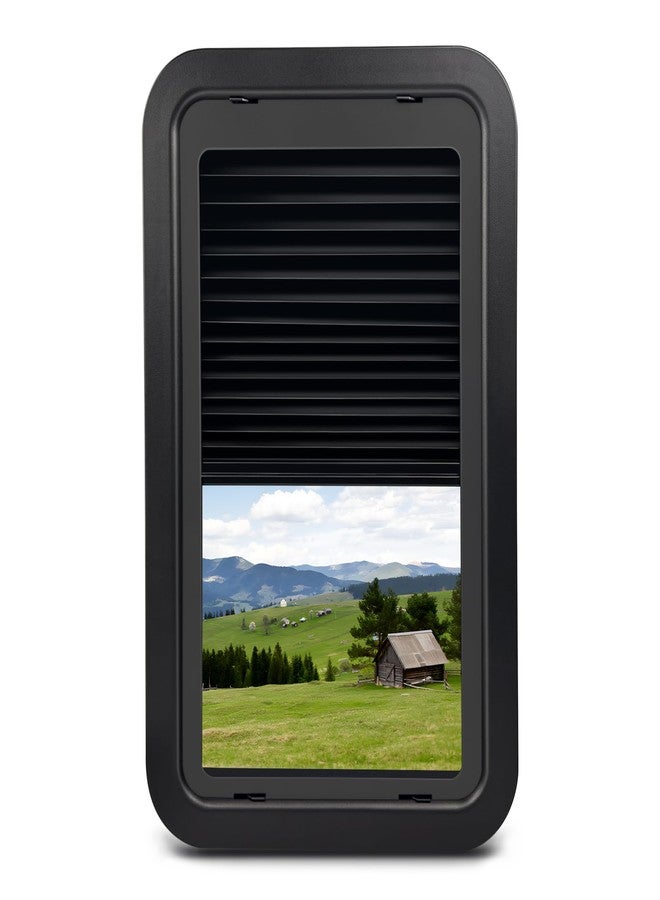 URYKEC 806621 RV Window Complete Window Kit, RV Thin Pleated Shade Replacement for RV Entry Doors, Compatible with Lippert RV Entry Doors, Black - Image 1