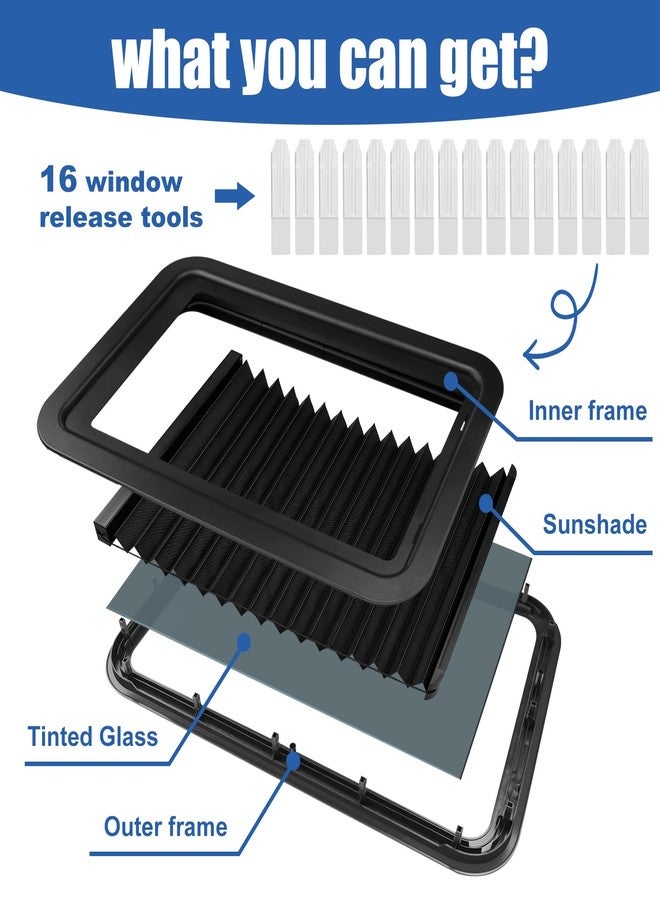 URYKEC 806621 RV Window Complete Window Kit, RV Thin Pleated Shade Replacement for RV Entry Doors, Compatible with Lippert RV Entry Doors, Black - Image 3