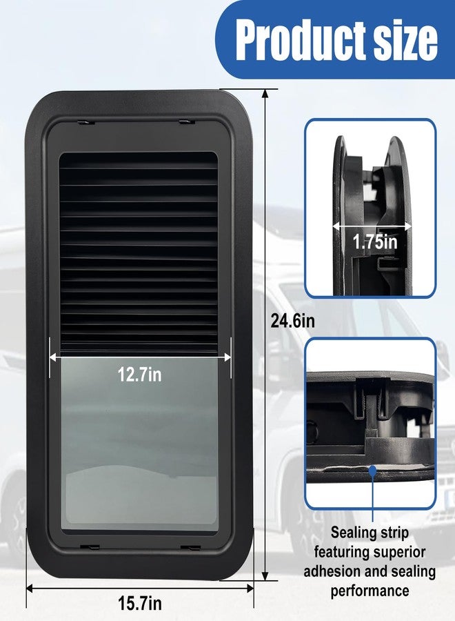 URYKEC 806621 RV Window Complete Window Kit, RV Thin Pleated Shade Replacement for RV Entry Doors, Compatible with Lippert RV Entry Doors, Black - Image 2