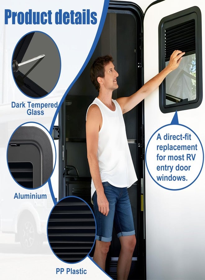 URYKEC 806621 RV Window Complete Window Kit, RV Thin Pleated Shade Replacement for RV Entry Doors, Compatible with Lippert RV Entry Doors, Black - Image 5