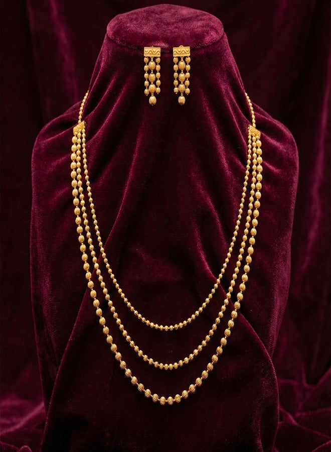 JFL - Jewellery for Less Traditional Necklace & Earrings set One Gram Gold Plated Necklace set Jewellery for women & Girls Latest stylish gold temple jewellery set for women - Image 2
