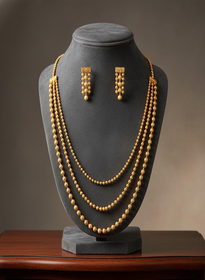 JFL - Jewellery for Less Traditional Necklace & Earrings set One Gram Gold Plated Necklace set Jewellery for women & Girls Latest stylish gold temple jewellery set for women - Image 4