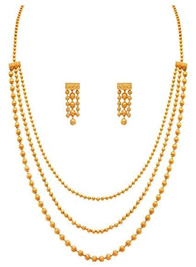 JFL - Jewellery for Less Traditional Necklace & Earrings set One Gram Gold Plated Necklace set Jewellery for women & Girls Latest stylish gold temple jewellery set for women - Image 1