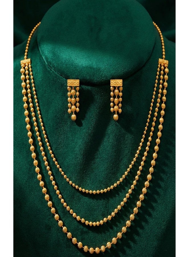 JFL - Jewellery for Less Traditional Necklace & Earrings set One Gram Gold Plated Necklace set Jewellery for women & Girls Latest stylish gold temple jewellery set for women - Image 5