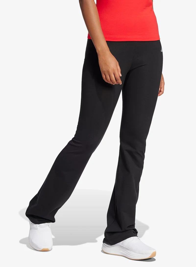 Adidas BLACK/WHITE Essential Small Logo Flared Leggings for Women | Best Price UAE