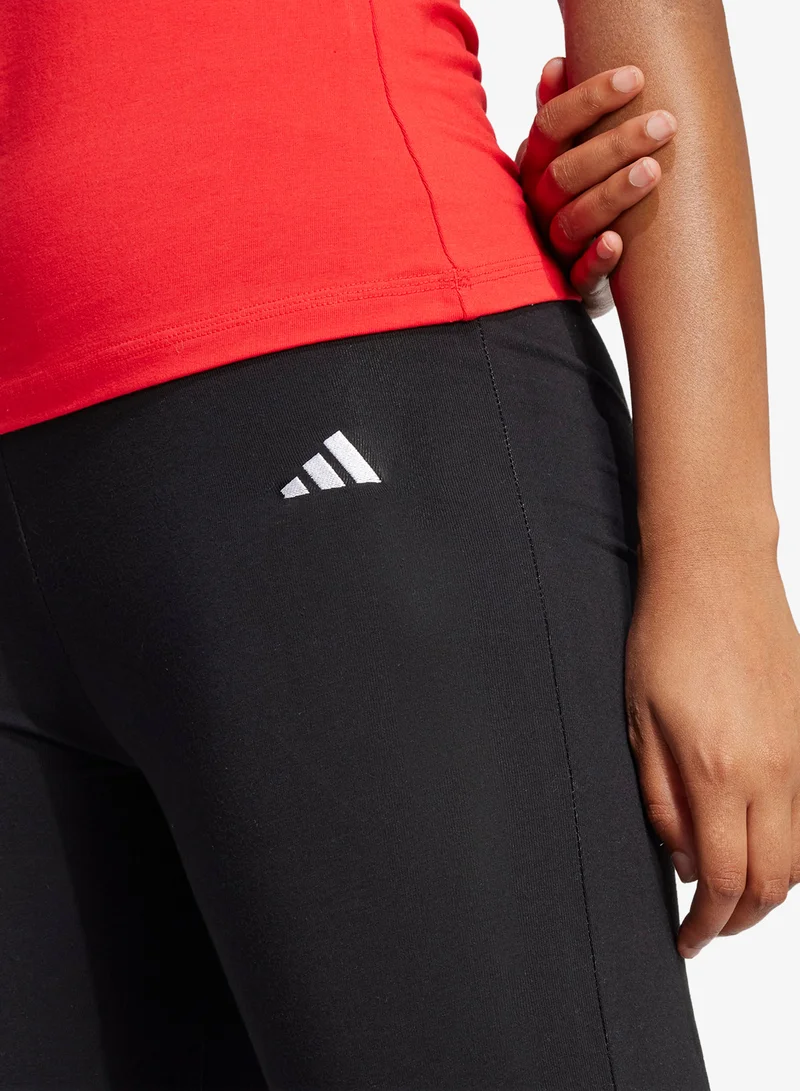 Adidas BLACK/WHITE Essential Small Logo Flared Leggings for Women | Best Price UAE