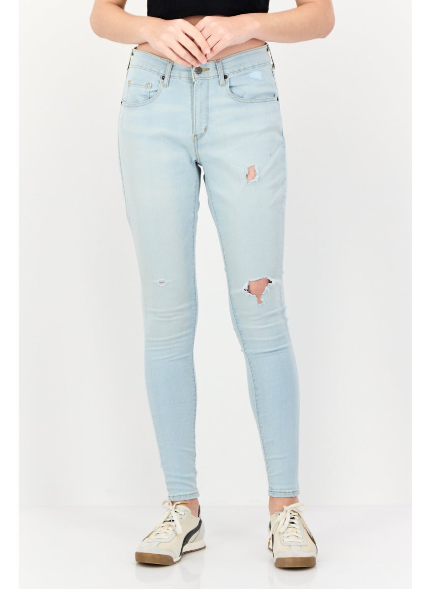 Levi's Women Curvy Fit Rip Stretchable Denim Jeans, Light Blue  - Image 1