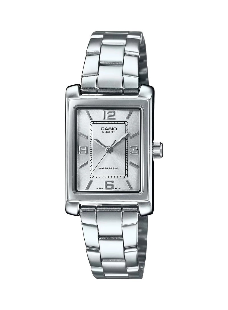 كاسيو ساعة يد نالوج بسوار ستانلس ستيل مستطيل الشكل LTP-1234DD-7ADF - Image 1