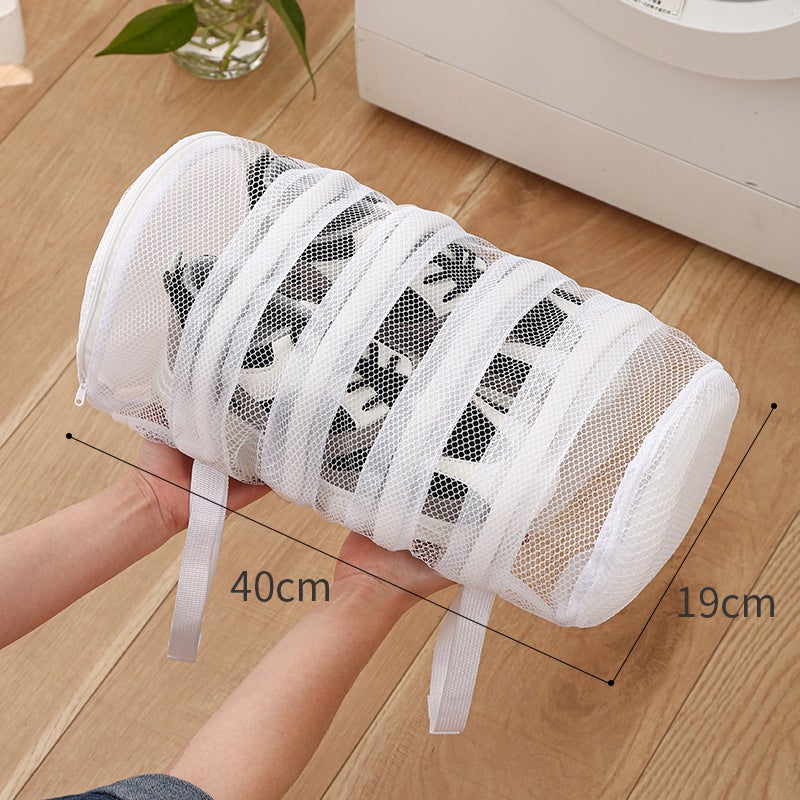 Lazy Shoe Washing Bag Anti-deformation Thickened Shoe Cover Washing Bag Machine Washing Special Polyester Shoe Washing Bag Net Bag Can be Hanged and Dried round white 