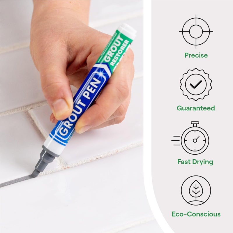 Rainbow 5mm Grey Grout Pen Tile Marker – Waterproof Grout Restorer, Tile Joint Repair Pen, Mold Resistant Grey Grout Cleaner for Bathroom, Kitchen Tiles, Floor & Wall Grout Renewal - Image 2