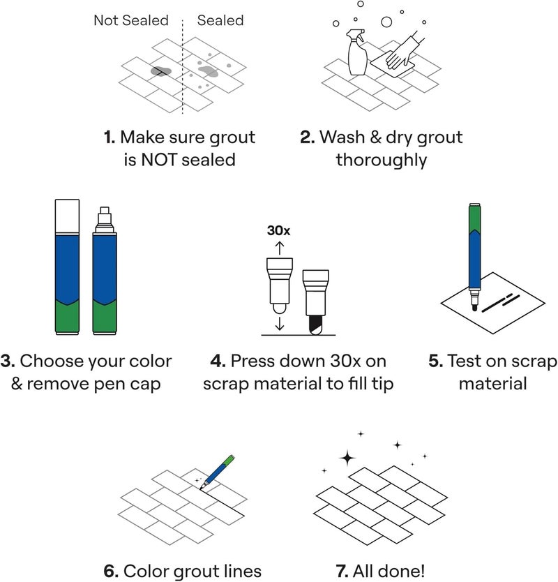 Rainbow 5mm Grey Grout Pen Tile Marker – Waterproof Grout Restorer, Tile Joint Repair Pen, Mold Resistant Grey Grout Cleaner for Bathroom, Kitchen Tiles, Floor & Wall Grout Renewal - Image 4