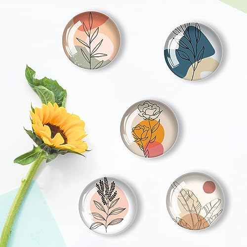 YayaCat 24 Pcs 1.2 in Round Glass Boho Refrigerator Magnets - Strong & Non Scratch for Fridge,Locker,Office & Kitchen Decor.Aesthetic Flower Plant Line Drawing Design,Irresistibly Cute - Image 4