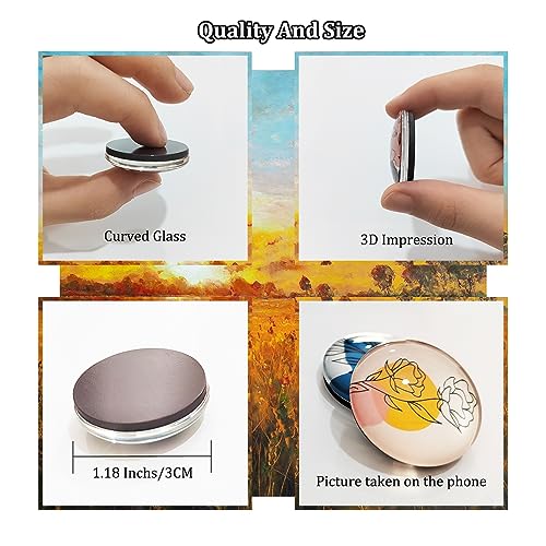 YayaCat 24 Pcs 1.2 in Round Glass Boho Refrigerator Magnets - Strong & Non Scratch for Fridge,Locker,Office & Kitchen Decor.Aesthetic Flower Plant Line Drawing Design,Irresistibly Cute - Image 2