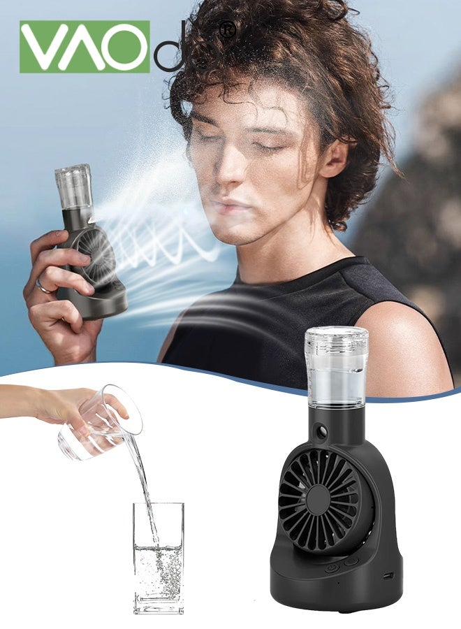VAOdo Portable Handheld Misting Fan, Rechargeable Battery Operated Spray Water Mist Fan Foldable，4 Speeds Rechargeable Fan，Small Personal Cooling Fans for Outdoor,Travel, Makeup, Home, Office - Image 1