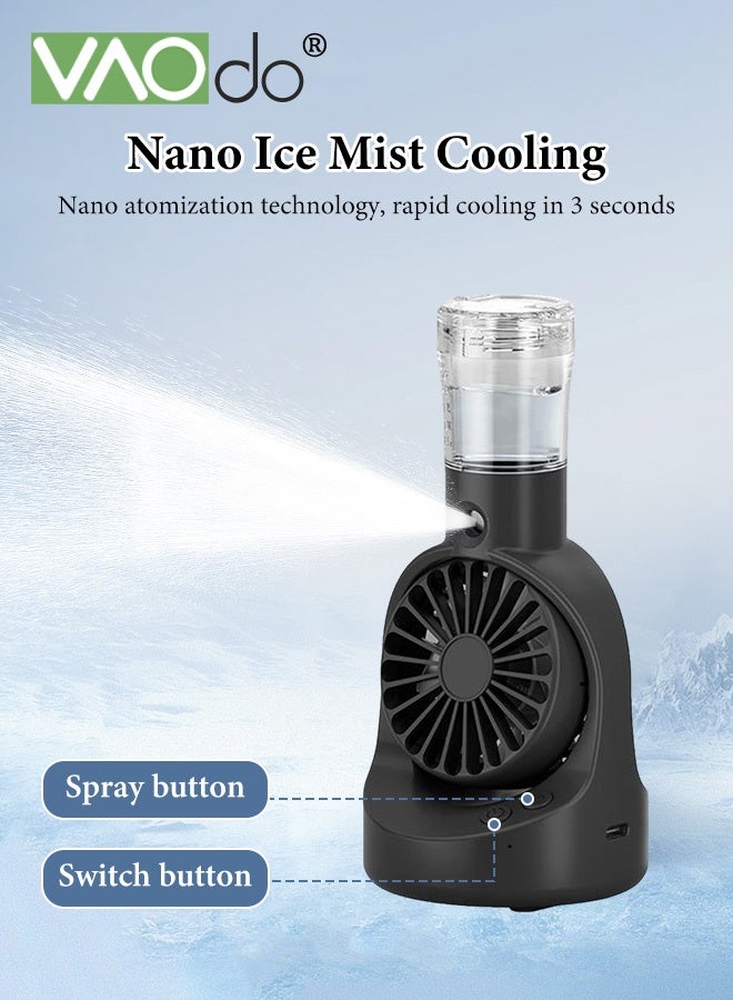 VAOdo Portable Handheld Misting Fan, Rechargeable Battery Operated Spray Water Mist Fan Foldable，4 Speeds Rechargeable Fan，Small Personal Cooling Fans for Outdoor,Travel, Makeup, Home, Office - Image 3
