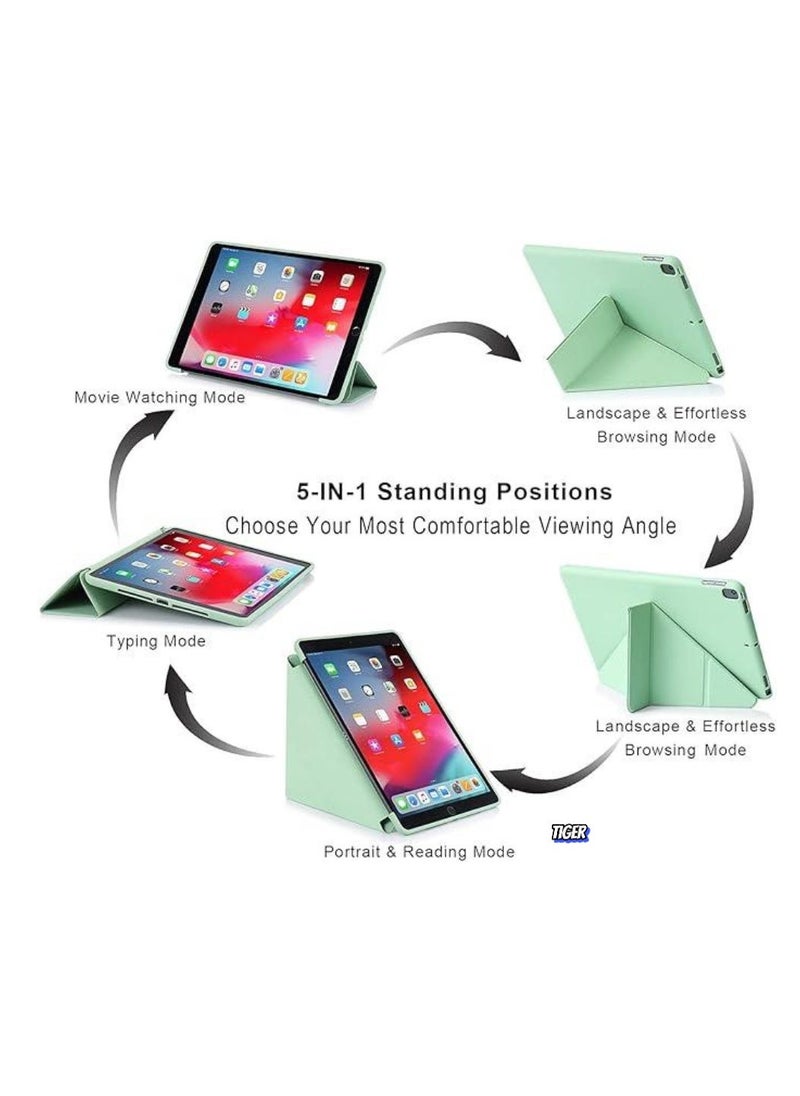 TIGER iPad 10.2 Inch Case for iPad 9th Generation 2021, iPad 8th Generation 2020 & iPad 7th Generation 2019, 5-in-1 Multiple Viewing Angles, Auto Wake/Sleep Soft Back Cover, Matcha Green - Image 2