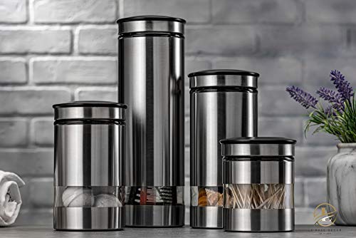 Le'raze Airtight Food Storage Container for Kitchen Counter with Window, [Set of 4] Canister Set Ideal for Flour Tea, Sugar, Coffee, Candy, Cookie Jar - Image 2