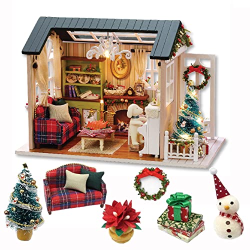 Kisoy Romantic and Cute Dollhouse Miniature DIY House Kit Creative Room Perfect DIY Gift for FriendsLovers and Families Sunny Holiday Time - Image 1