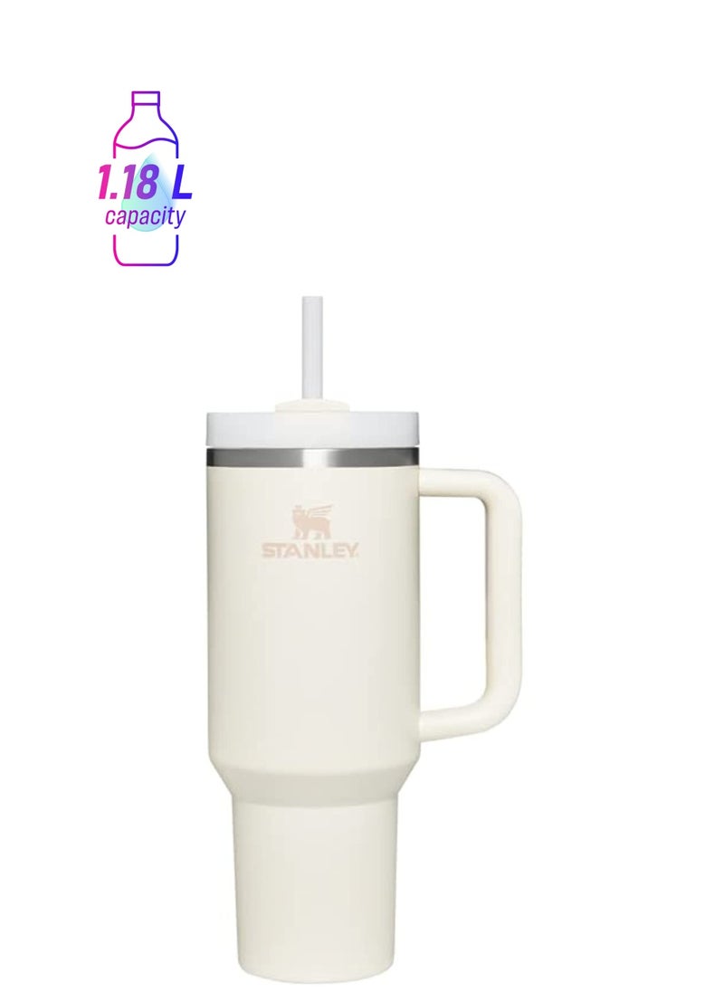 Stanley Stanley Quencher H2.0 FlowState Vacuum Insulated Tumbler with Lid and Straw for Water, Iced Tea or Coffee, Smoothie and More Cream 40 oz Stainless Steel 32x15x 10cm  - Image 1