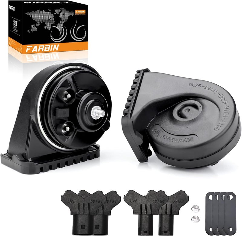 FARBIN Car Horn for BMW 12 V Signal Horn 130 dB Loud Double Tone Horn Electric Snail Horn with Protective Grill Global assorted color picks - Image 1