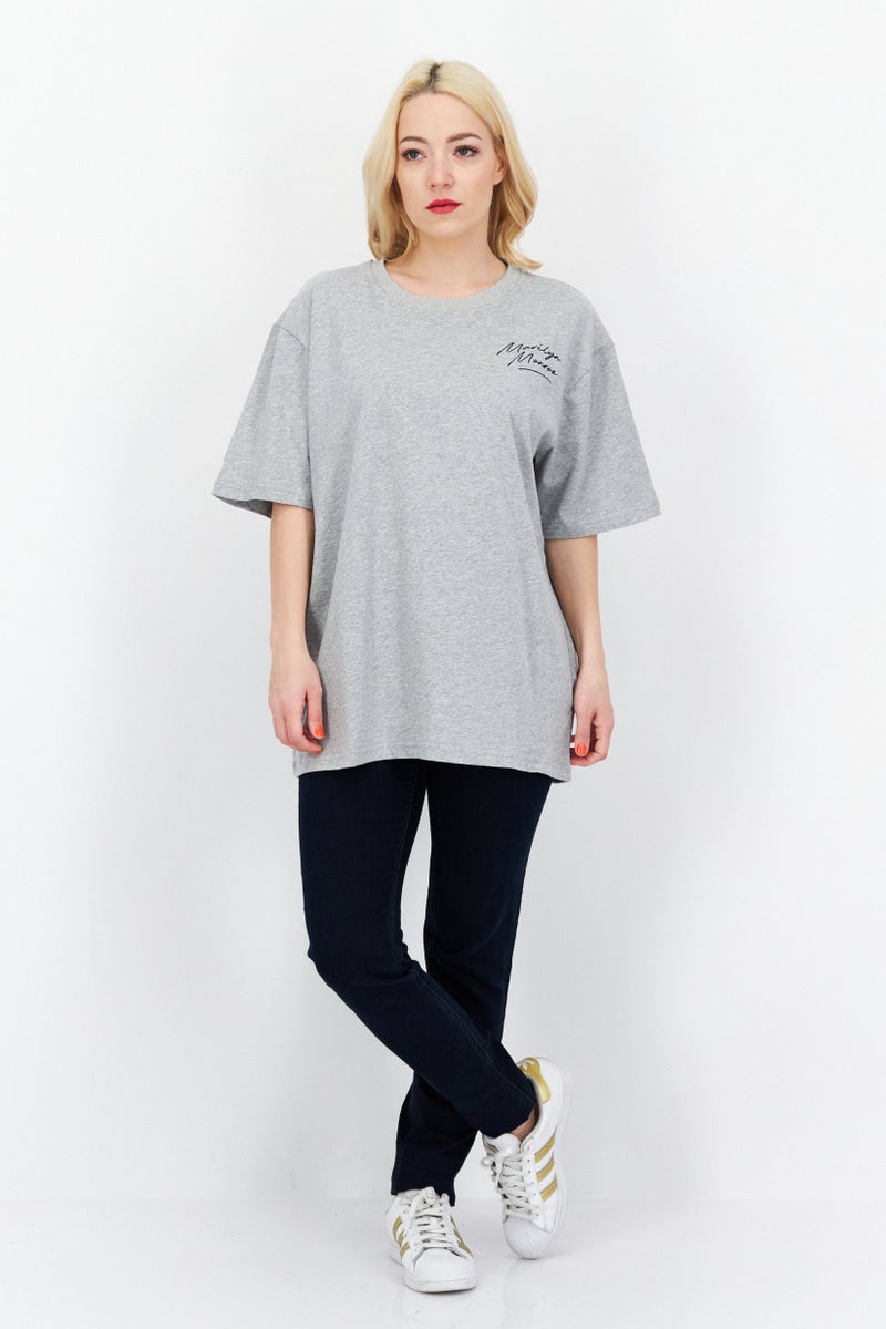 Marilyn Monroe Women Crew Neck Short Sleeve Brand Logo T-Shirt, Grey - Image 2