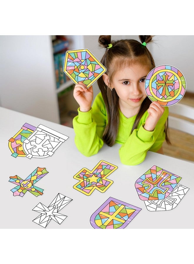 BeYumi Coloring Cross Craft Kit - 83Pcs Easter Color Your Own Cross Kit for Kids Sunday School Christian Religious DIY Craft Coloring Geometric Ornament Card Classroom Church Party Art Activities - Image 5
