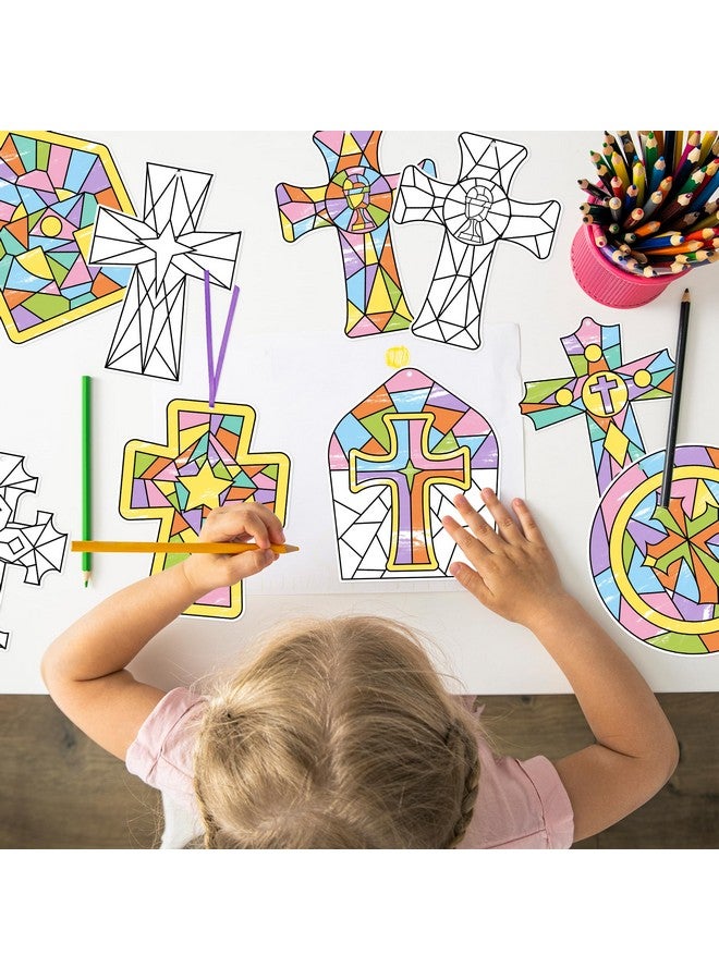 BeYumi Coloring Cross Craft Kit - 83Pcs Easter Color Your Own Cross Kit for Kids Sunday School Christian Religious DIY Craft Coloring Geometric Ornament Card Classroom Church Party Art Activities - Image 4