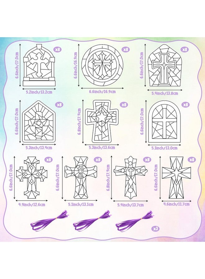BeYumi Coloring Cross Craft Kit - 83Pcs Easter Color Your Own Cross Kit for Kids Sunday School Christian Religious DIY Craft Coloring Geometric Ornament Card Classroom Church Party Art Activities - Image 2