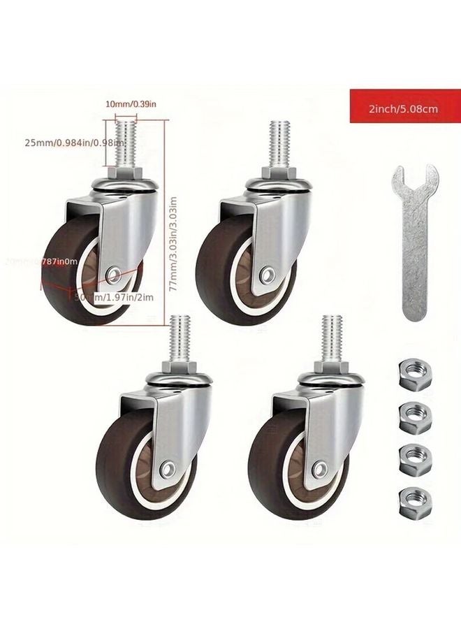 2 Inch 4 Brakes Heavy Duty TPR Silent Furniture Casters 360 Degree Swivel With Brake - Image 4