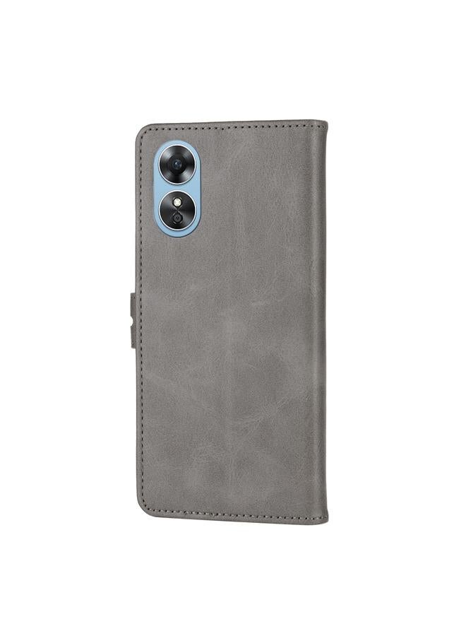 S-TOP Case For OPPO A17 Embossed Happy Cat Pattern Flip Leather Phone Case - Image 3