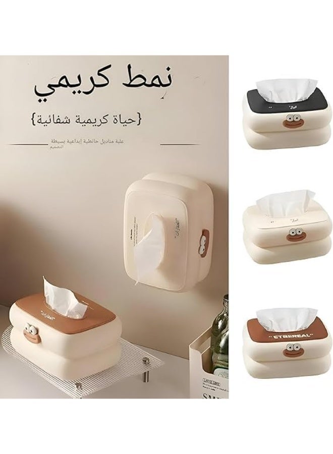 يو شوب حامل علبة مناديل من يو شوب ، منظم وموزع مناديل لون كريمي اللون بسعة كبيرة، مناسب لغرفة المعيشة والمكتب والفندق ويثبت ع الحائط، تصميم عصري حديث - Image 5