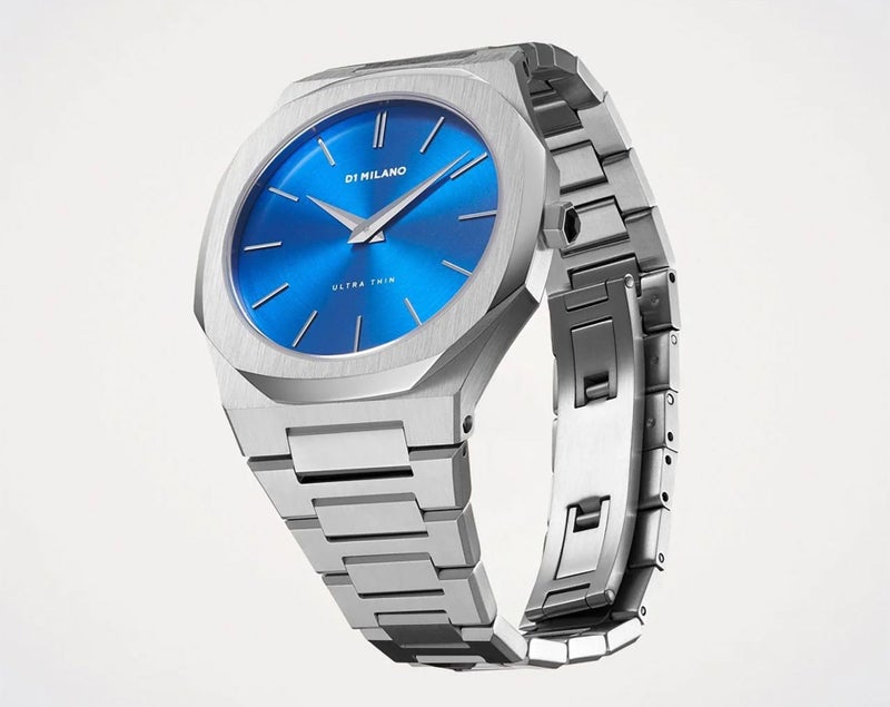 D1 Milano Ultra Thin Unisex Luxury Watch, Stainless Steel Case, Quartz Movement, Stainless Steel Strap, 50M Water Resistant Timepiece, Blue Dial, 2 Years Warranty - UTBJ09 - Image 2