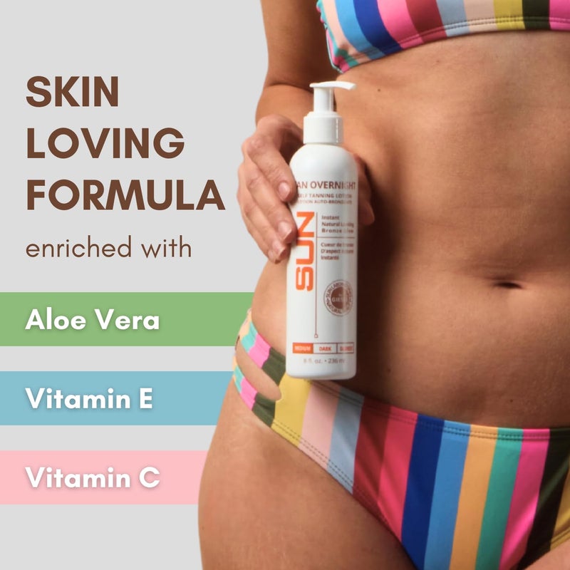 Sun Laboratories by Giesee Tan Overnight Sunless Tanning Lotion 8 oz - Self Tanner, Self Tanning Lotion, Face Tanner - Natural, Long Lasting, Instant Dark Bronzer, Gradual Tan for Sun-Kissed Glow - Image 4