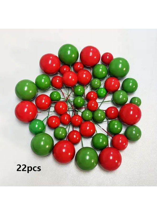 22pcs Red Green Cake Decorating Ball Set Mixed Sizes for Wedding Anniversary Birthday - Image 1