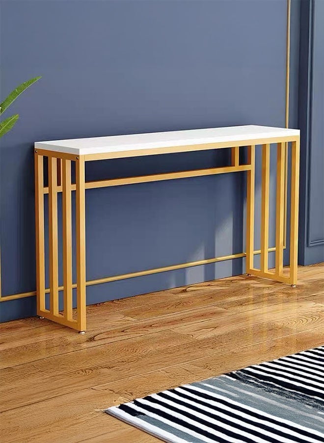 JOMILA Console Table for Entryway, Faux Marble MDF Sofa Table with Golden Frame (Single Layer, White Marble) - Image 5