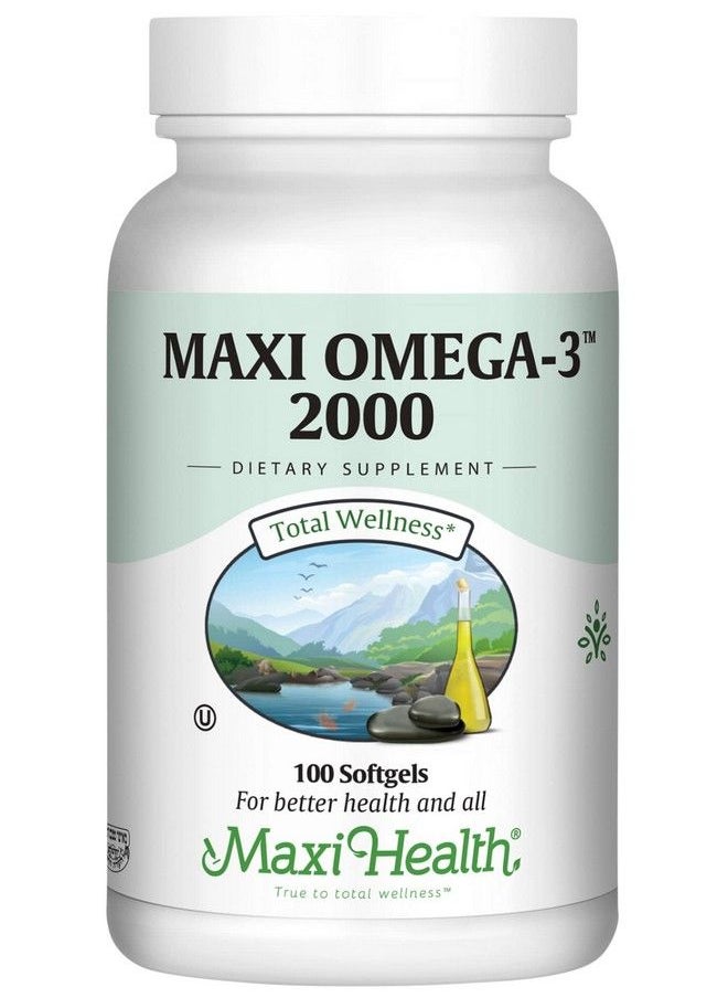 Maxi Health - Omega 3 Fish Oil Triple Strength 2000 Mg Kosher Fish Oil Supplements No Fishy Aftertaste Omega 3 Supplement Burpless Fish Oil Omega 3 Fatty Acid Supplement With Epa And Dha 100 Softgels - Image 1