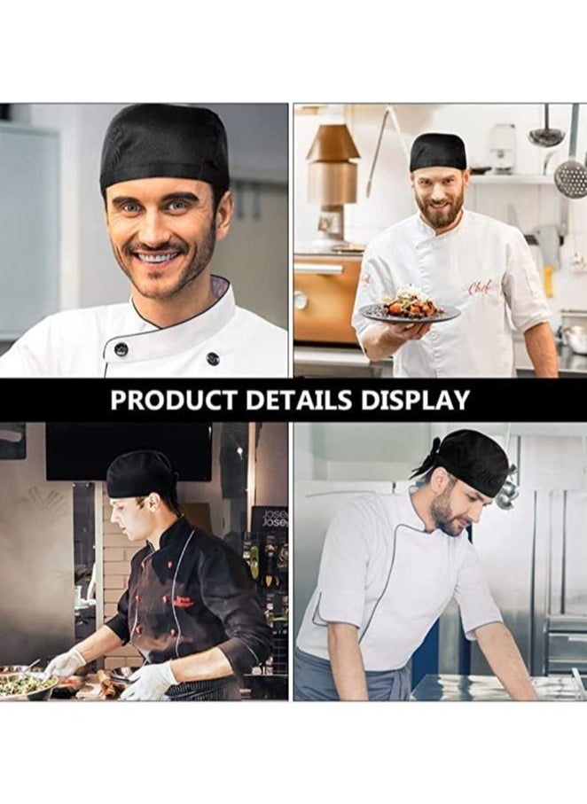 Excefore - Chef Hat Womens Cooking Hats Elastic Back Skull Cap Chef Hat with Ties Unisex Adjustable Kitchen Cooking Chef Cap for Men Women for Kitchen Cooking Service and Other Work 3 pieces - Image 1