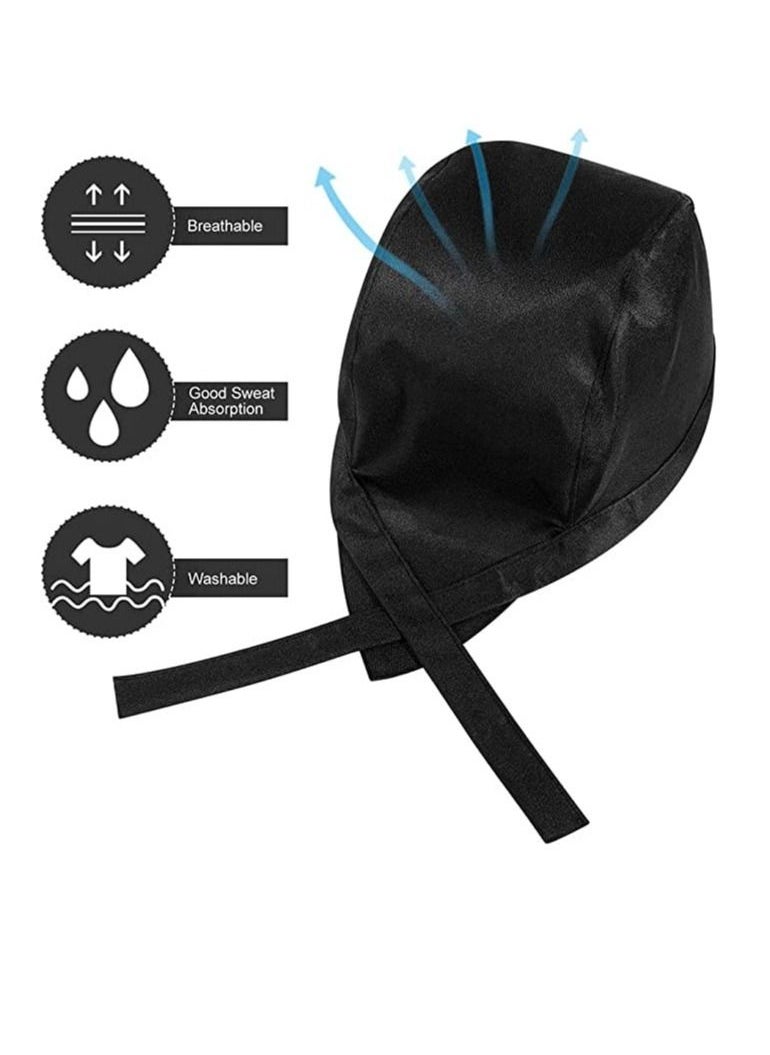 Excefore - Chef Hat Womens Cooking Hats Elastic Back Skull Cap Chef Hat with Ties Unisex Adjustable Kitchen Cooking Chef Cap for Men Women for Kitchen Cooking Service and Other Work 3 pieces - Image 1
