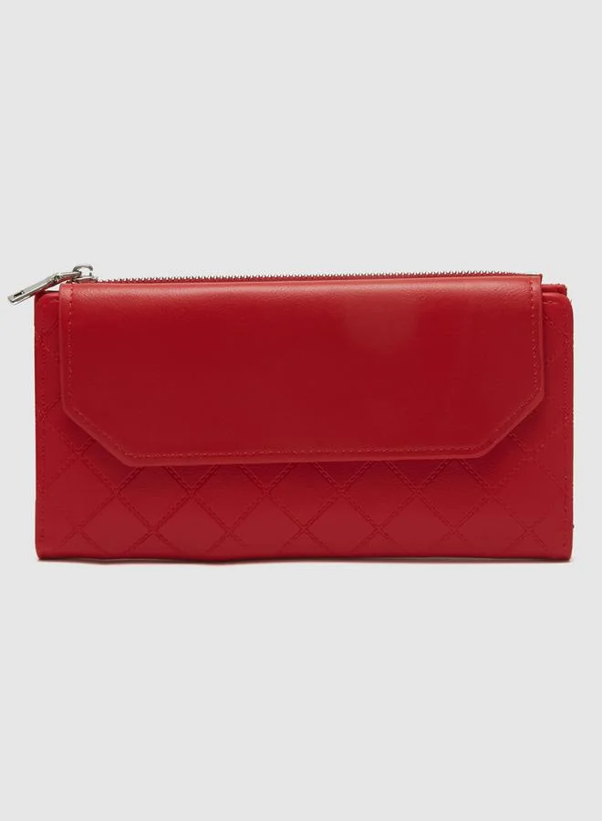جلو باص محفظة حمراء بارزة الملمس وبتصميم مبطن