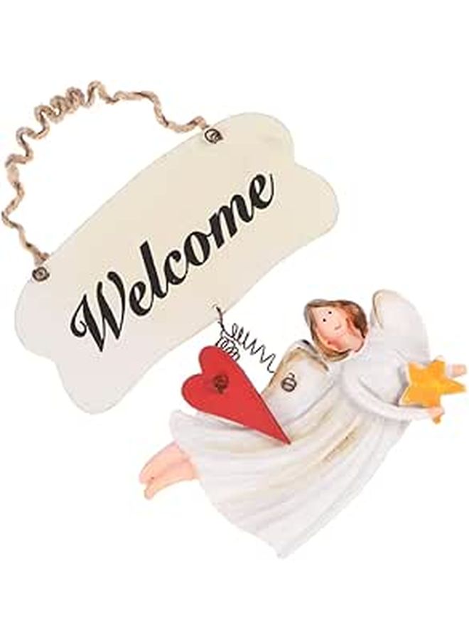 Wooden Welcome Sign Hanging Decor Oval European Style Door Ornament - Image 1
