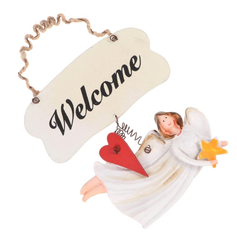 Wooden Welcome Sign Hanging Decor Oval European Style Door Ornament - Image 2