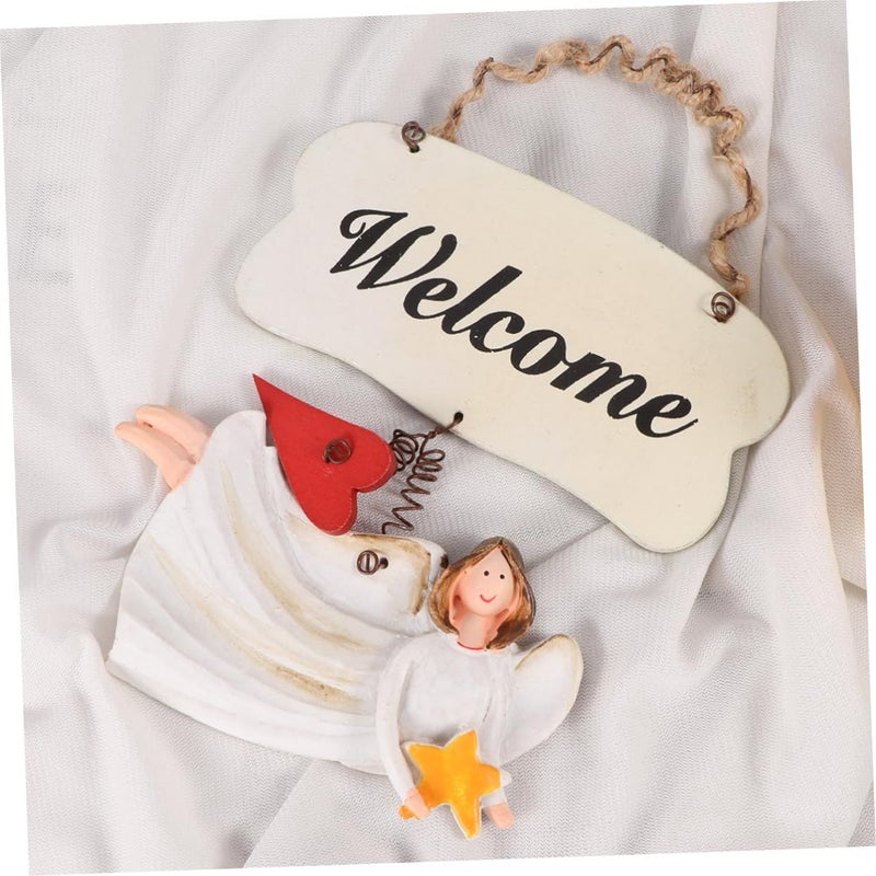 Wooden Welcome Sign Hanging Decor Oval European Style Door Ornament - Image 3