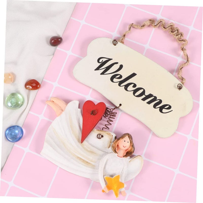 Wooden Welcome Sign Hanging Decor Oval European Style Door Ornament - Image 5